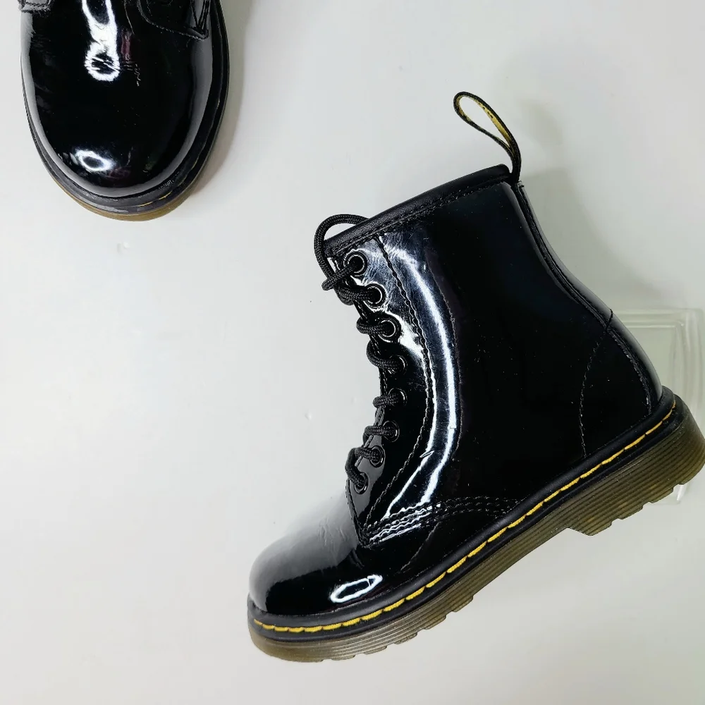 Dr. Martens Junior 1460 Patent Leather Lace-Up Boots